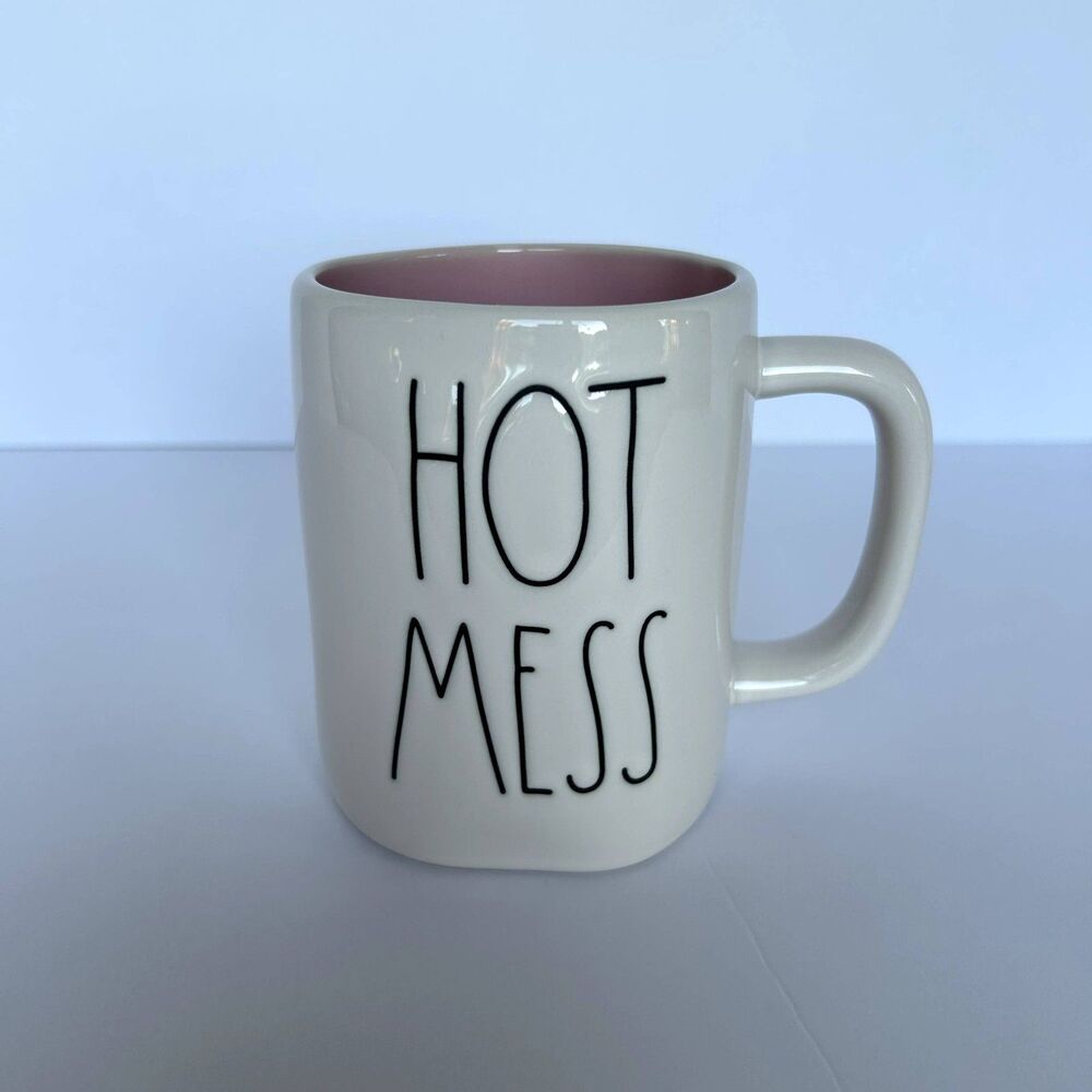 Rae Dunn Artisan Collection Hot Mess by Magenta Mug White and Pink Farmhouse